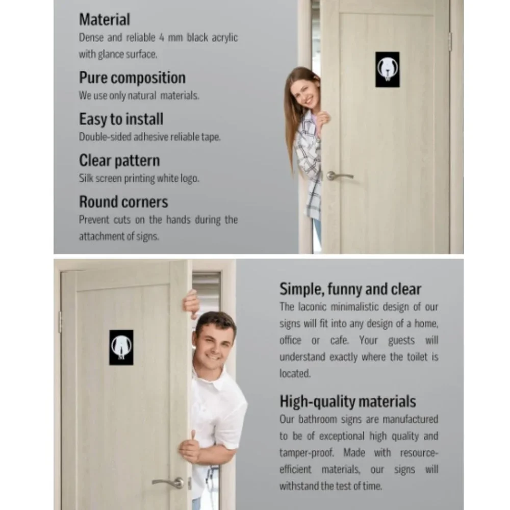 Funny Bathroom Signs - Men/Women Restroom Door Signs for Home/ Business